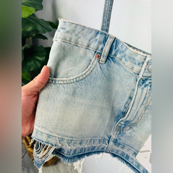 ZARA Denim Skirt style crop top blue size XS - Picture 6 of 11